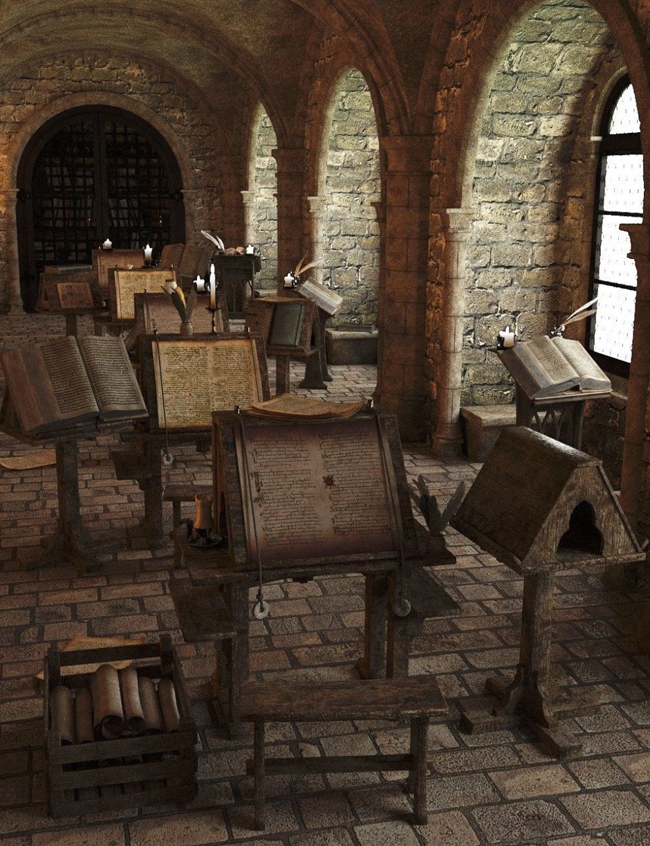 Монастырская библиотека средневековья Скрипторий