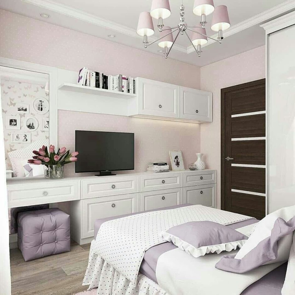 Комната для девочки подростка с белой мебелью