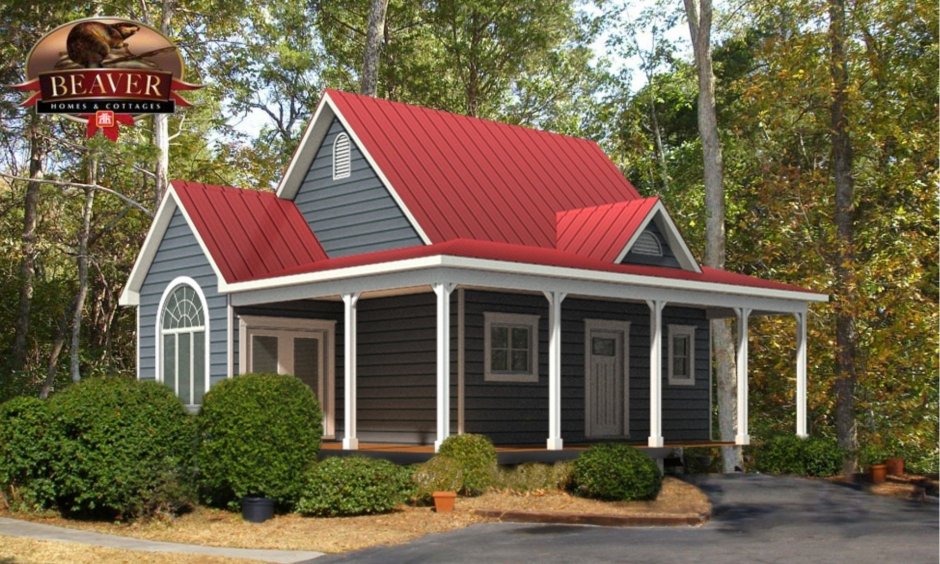 Дачный дом с красной крышей