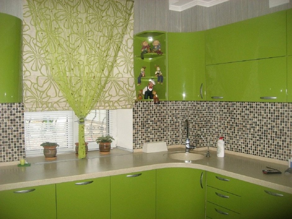 Кухня в зеленом цвете дизайн