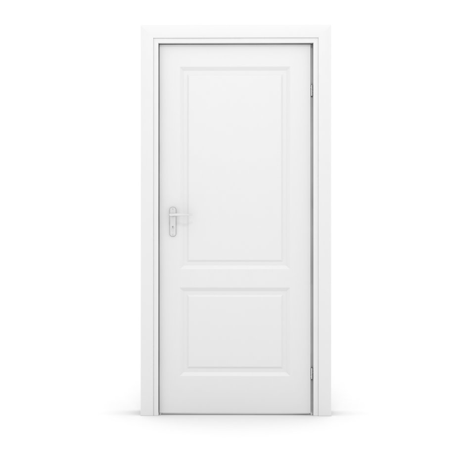 Дверь межкомнатная белая на белом фоне