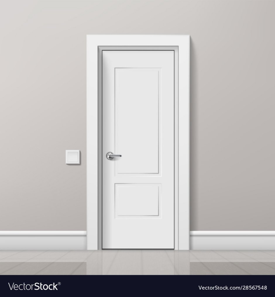 Белая дверь на белом фоне