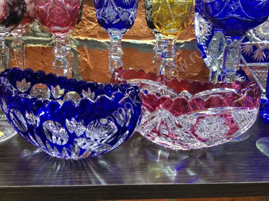 Хрустальные бокалы из цветного стекла фабрики Неман СССР