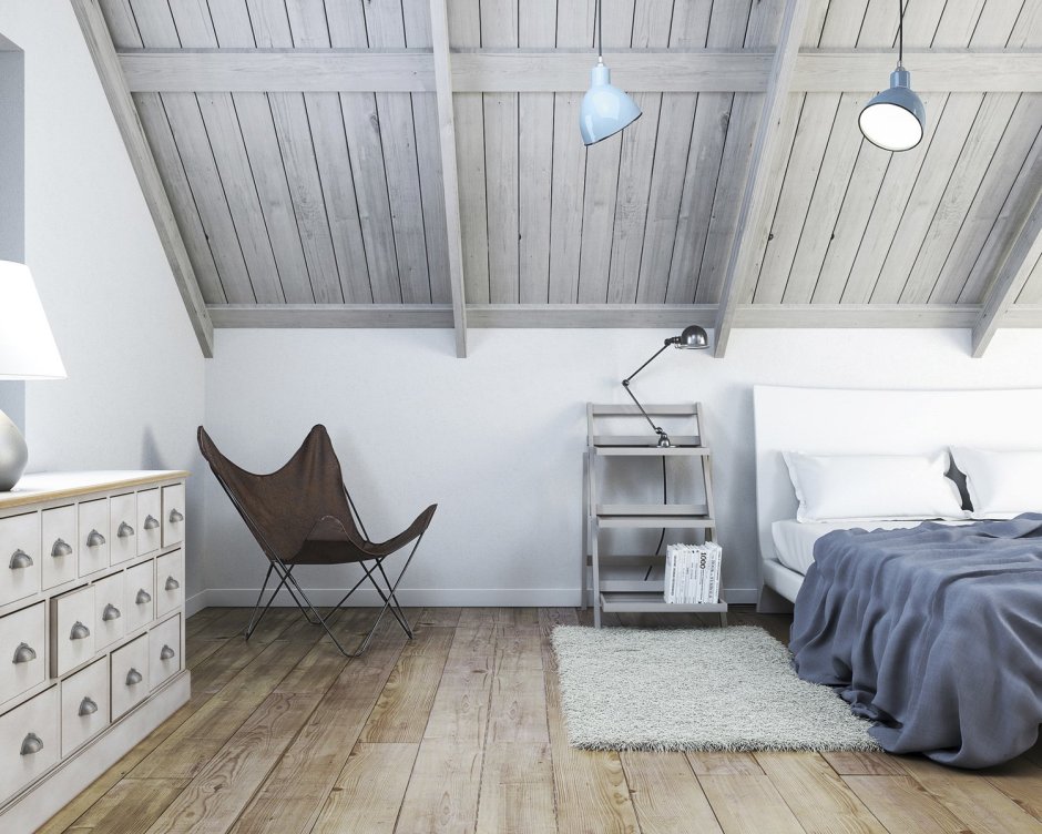 Серый деревянный потолок