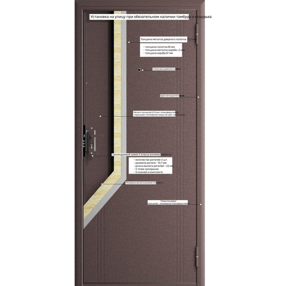 Дверь входная металлическая DOORHAN эко 880 мм левая