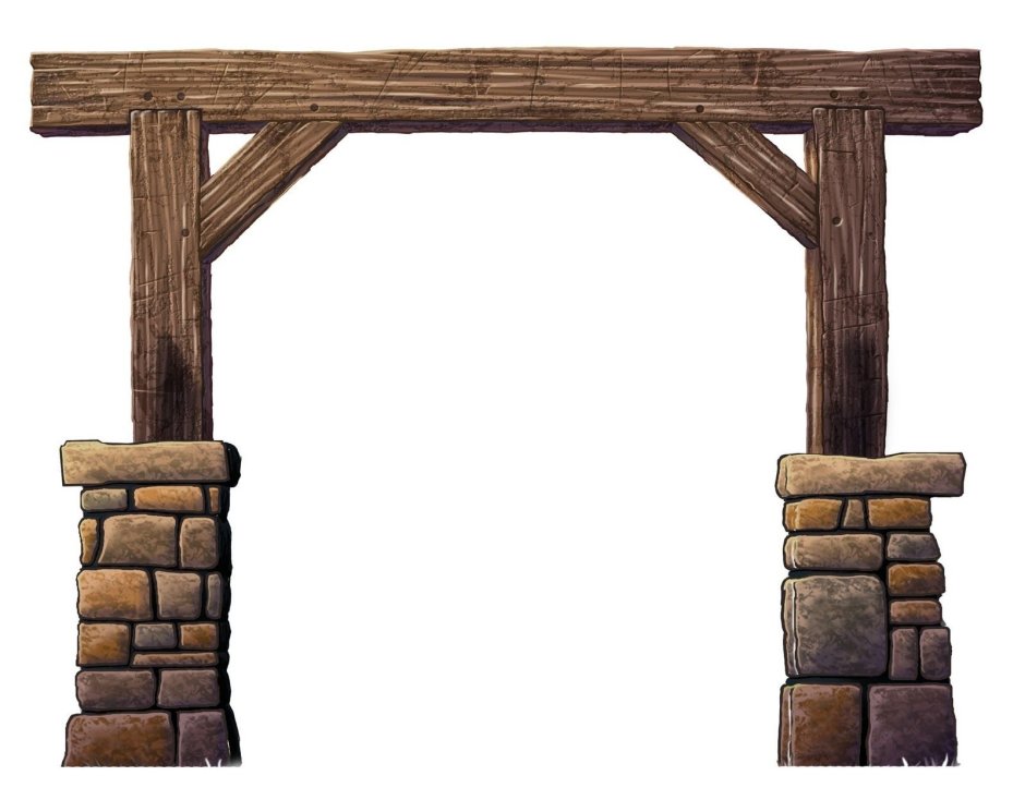 Деревянная арка с воротами в деревенском стиле