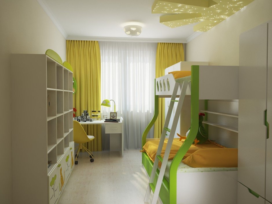 Детская комната для двоих разнополых 16 кв.м
