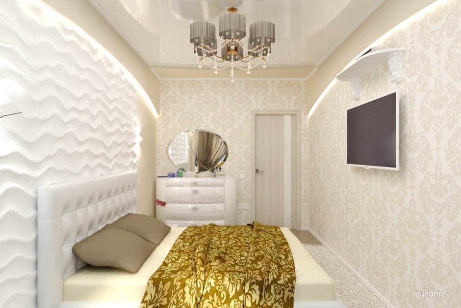 Дизайнерские спальни с панелями 3д