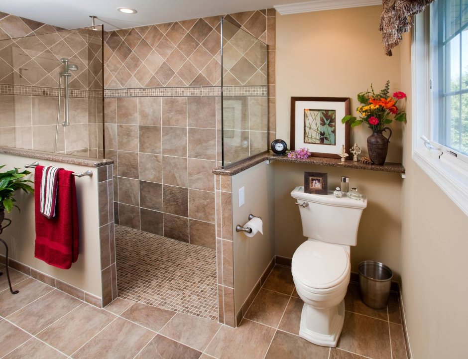 Ванная комната с туалетом и перегородкой дизайн