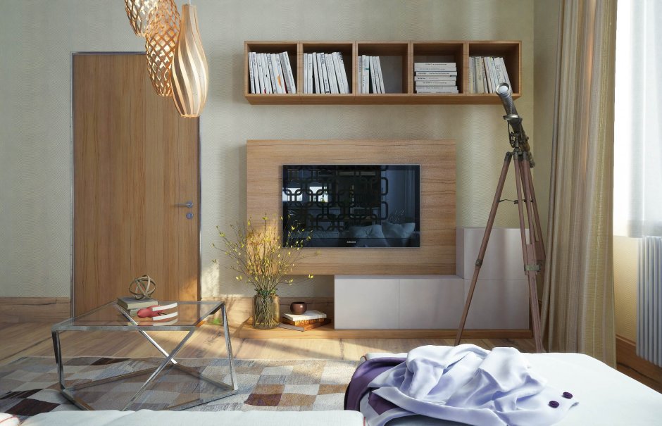 Телевизор на стену дизайнерские решения