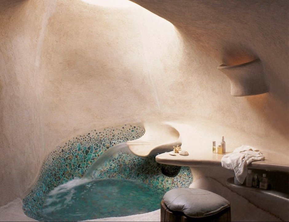 Ванна в стиле пещеры