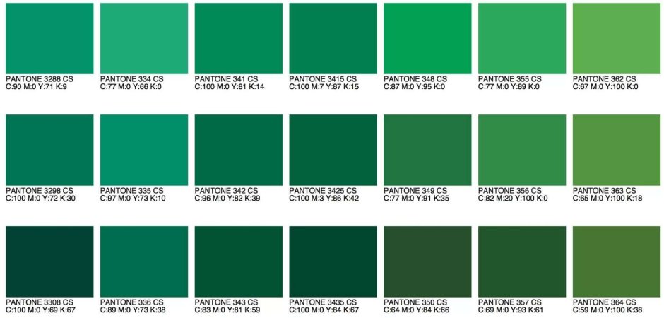 Green Paint Colors пантон