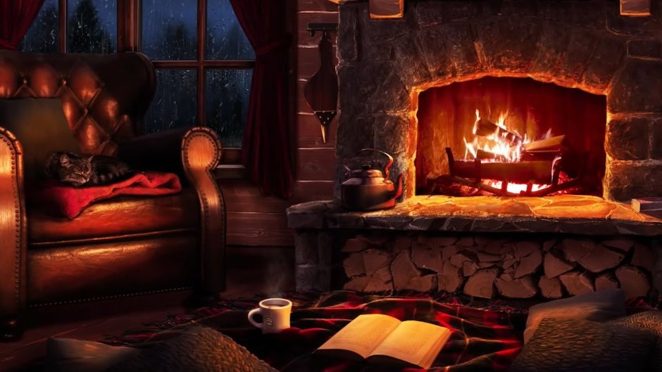 Cozy Christmas Home Fireplace Night